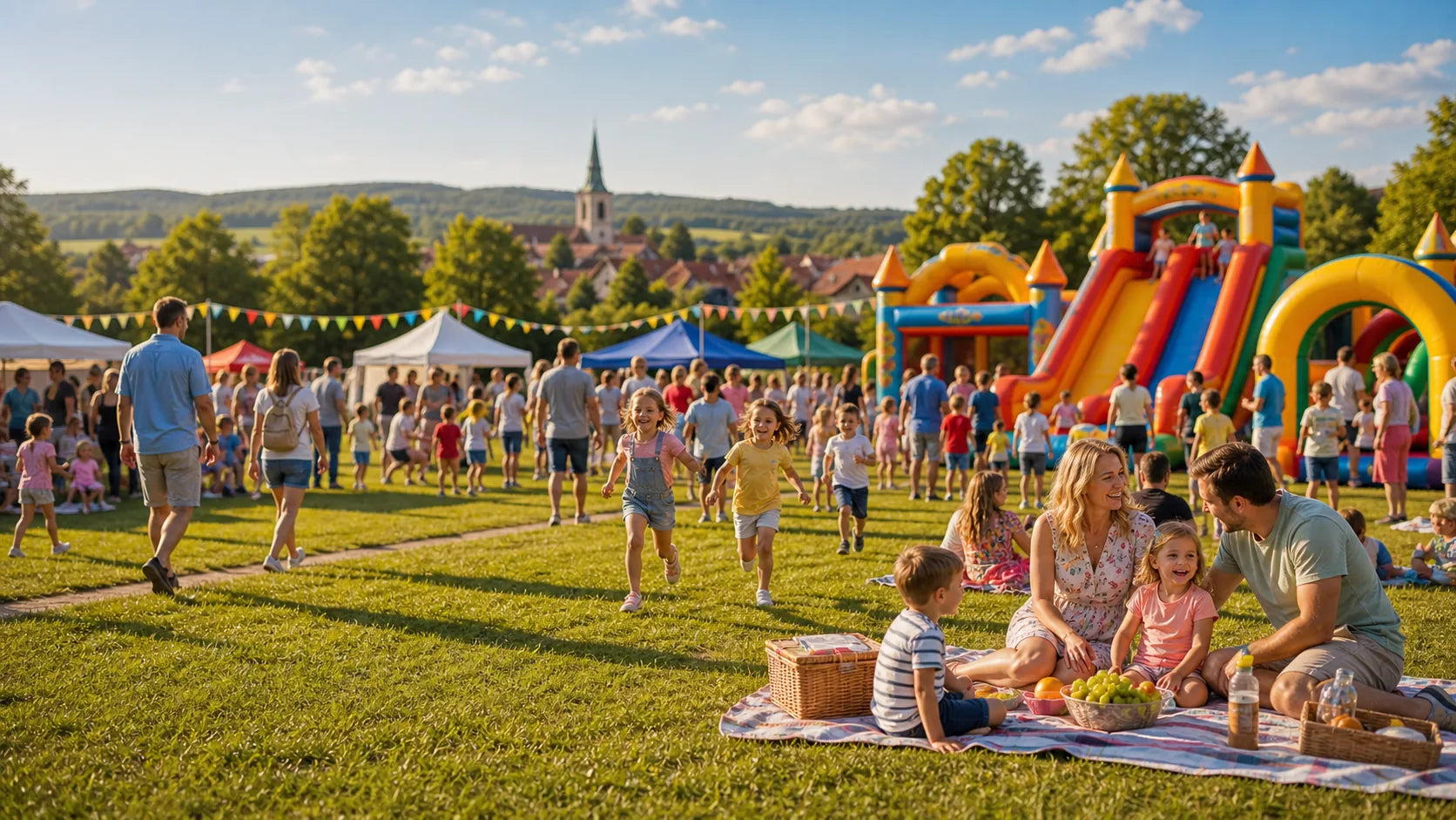 Festyn i piknik rodzinny z dmuchanymi atrakcjami