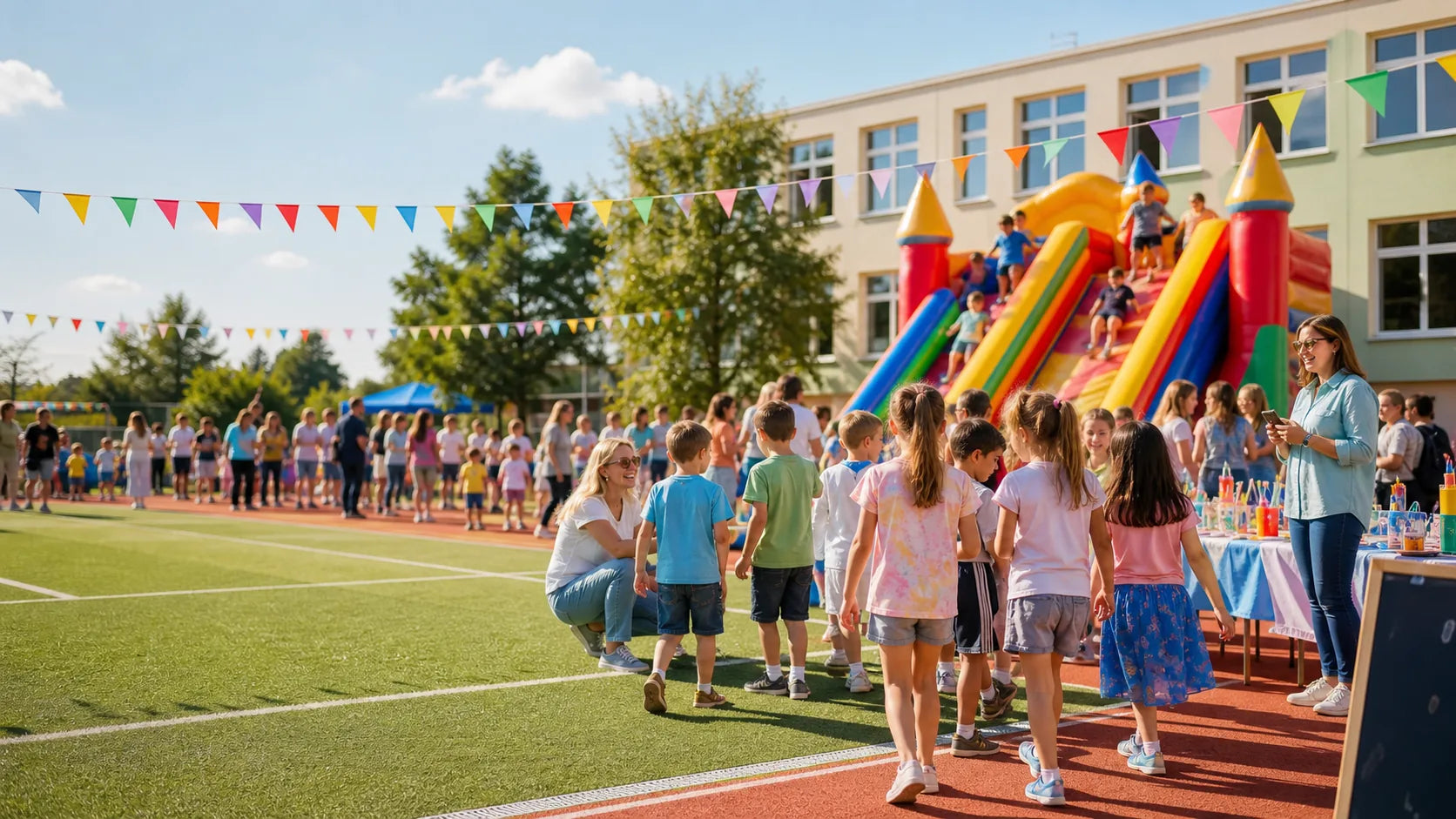 Szkolny festyn z dmuchanymi atrakcjami
